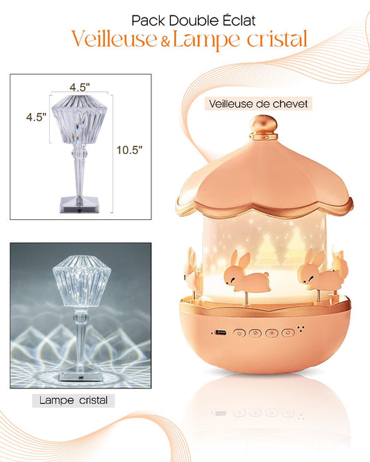 Pack Duo Étoilé : veilleuse + lampe cristal