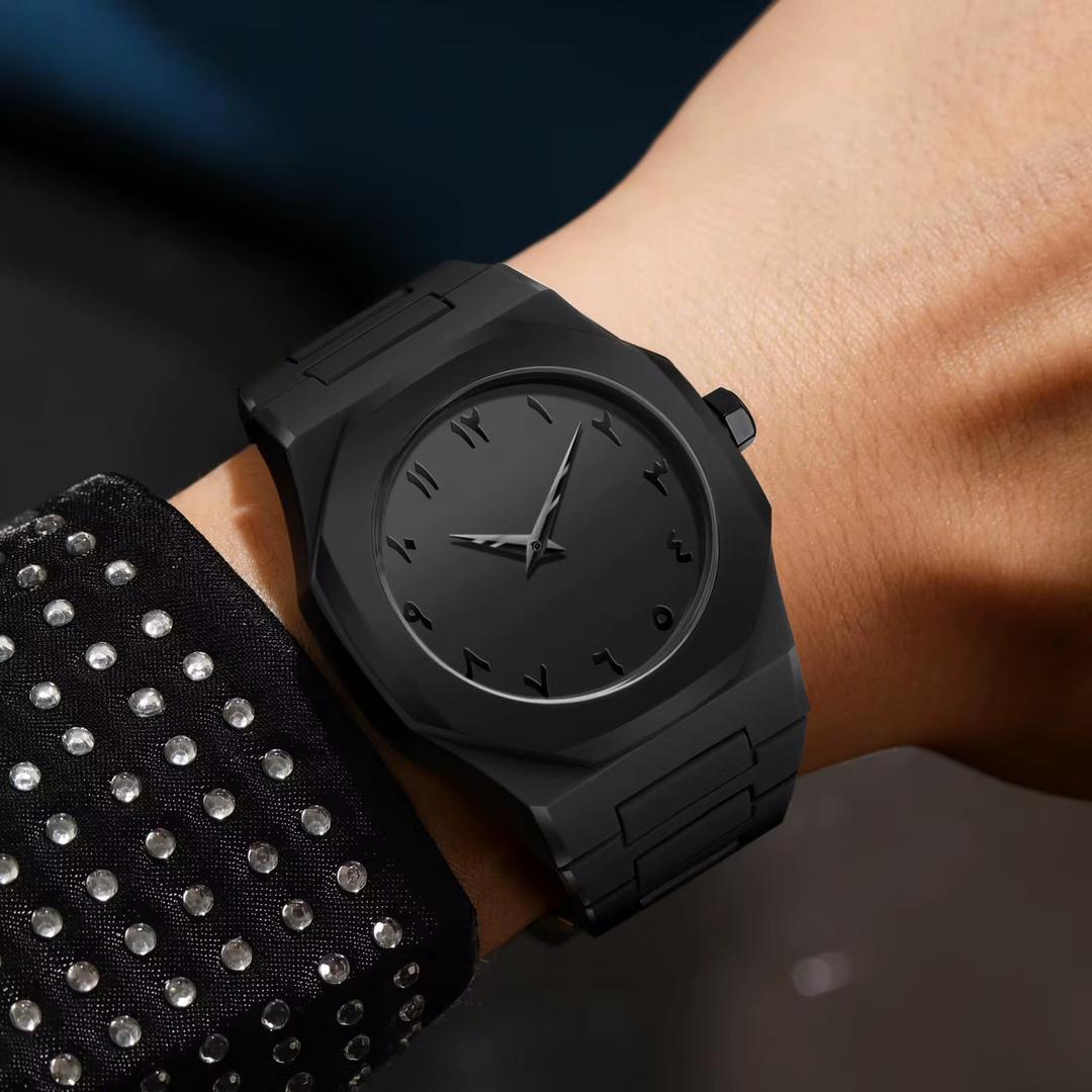 Montre à quartz noir, pour homme